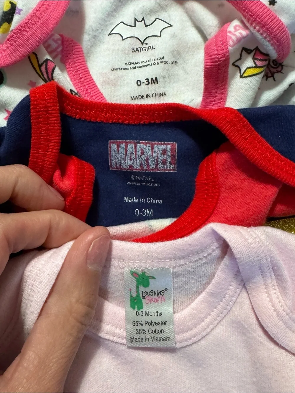 Baby Superhero Lot of 3 Short Sleeve Bodysuit Captain Marvel Batgirl 0-3 Months